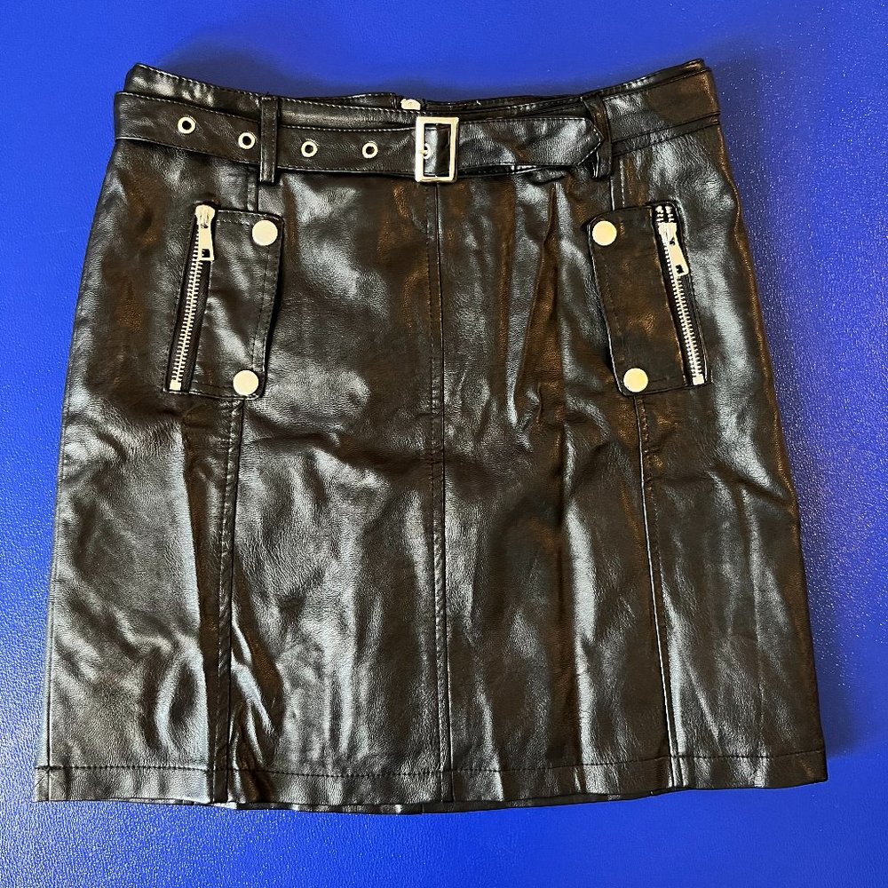Black Biker Skirt with Belt